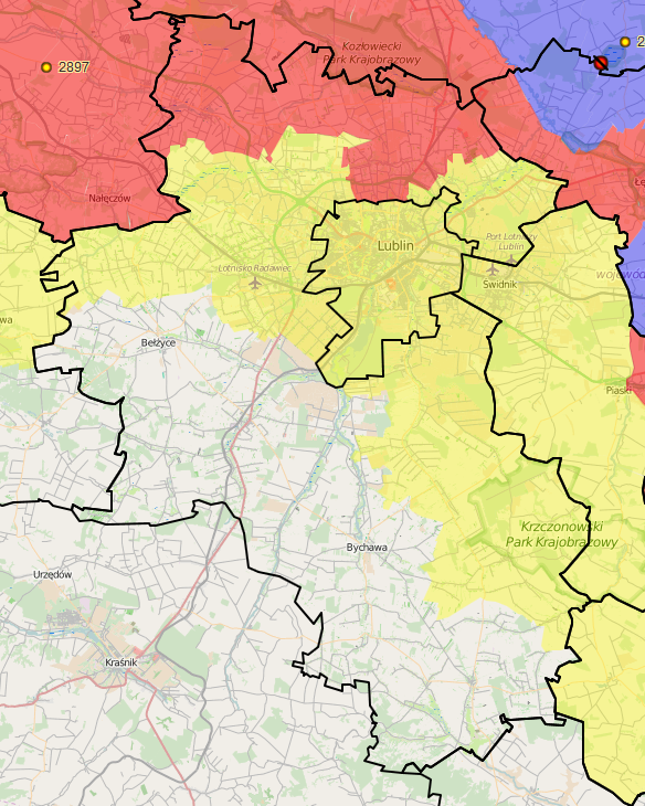 Mapa obszarów objętych asf